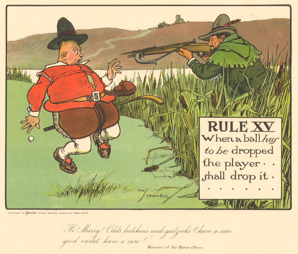 GOLF. Charles Crombie. RULE XV. When a ball has to be dropped. Original 1905